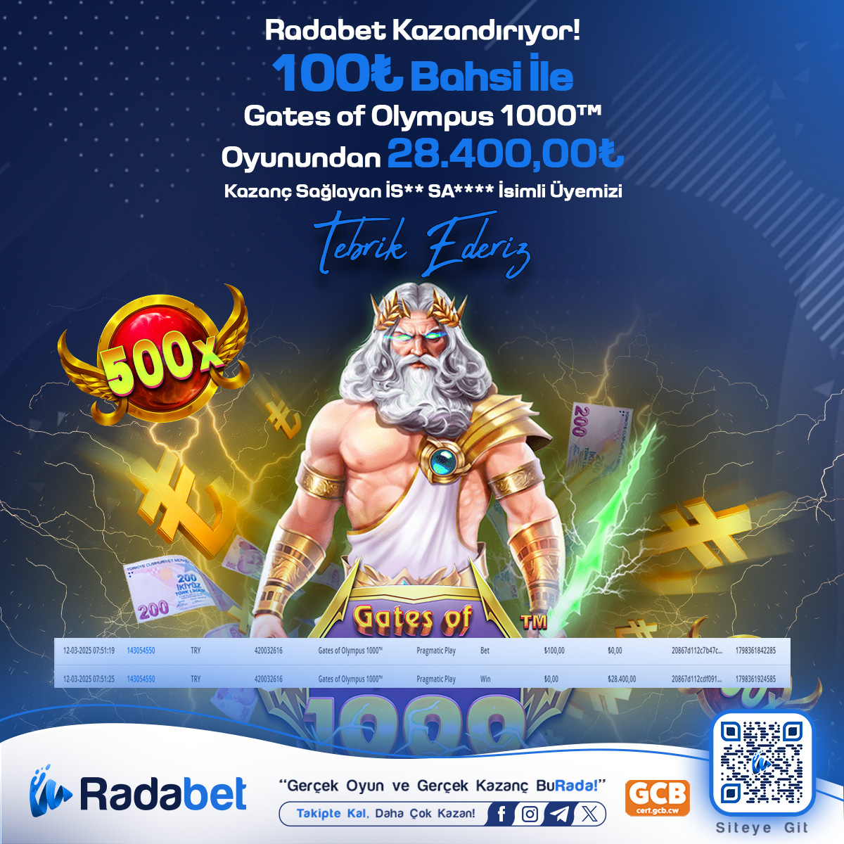 100 TL Bahsi İle 28.400,00 TL Kazanç